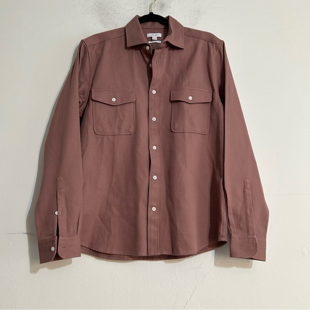 Reiss Men's Arlo Cotton Canvas Overshirt Shacket Regular Fit Large Casual Fall